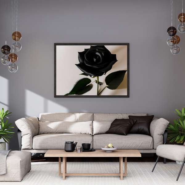 Rooted Art Home Decor Wall Art Ready to Hang Contemporary Art- Black Rose