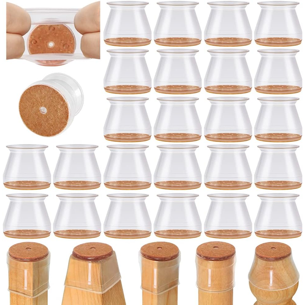 24 Piece Chair Leg Floor Protectors for Hardwood Floors Silicone Covers