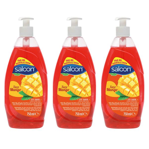 Saloon Liquid Hand Wash Soap - Mango - 750ml - 3 Pack