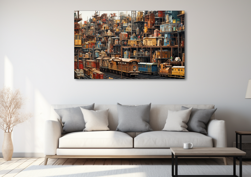 Canvas Wall Art - Trainscape Tapestry Abstract - HD0072