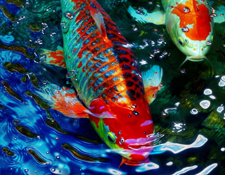Canvas Wall Art Home Decor - Koi Fish 01 Artwork