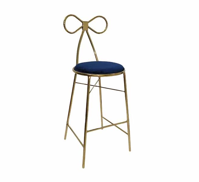 Metal Leg Bar Chair With Velvet Cushion