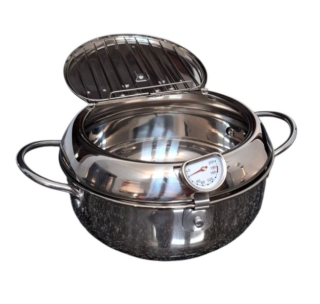 Induction-Ready Tempura Frying Pot - Premium Stainless Steel Design