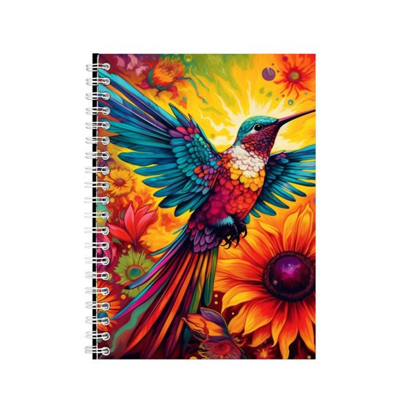 Sunflowers Hummingbird Yellow Neon Notebook Gift Idea A4 Notepad Pad 76