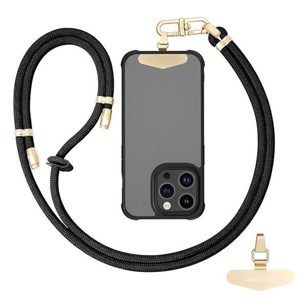 Universal Phone Lanyard Crossbody Phone Strap And Wrist Strap(Black)