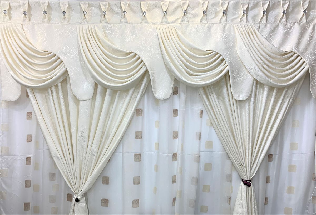 Curtain Elephant Swag Cream 2.5mx2.4m with Lace Buy Online in South