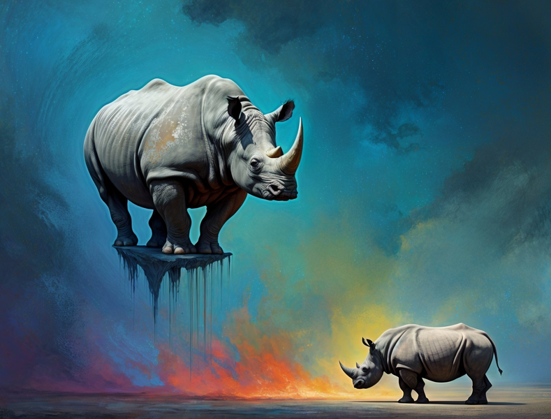 Modern Canvas Wall Art Home Decor- Floating Rhino