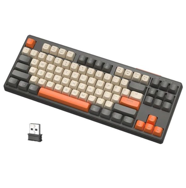 Wireless RGB Backlit Keyboard With Dual Mode Connectivity - Grey/Orange