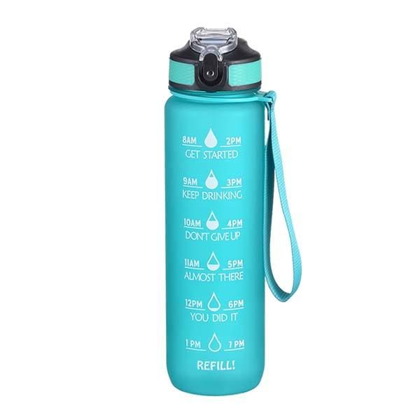 Turquoise/Purple Motivational Time Marker Water Bottle