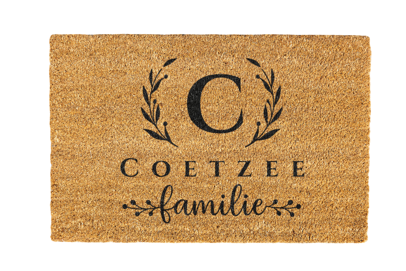 Coetzee Coir Doormat - Family Name Design Handcrafted Welcome Mat