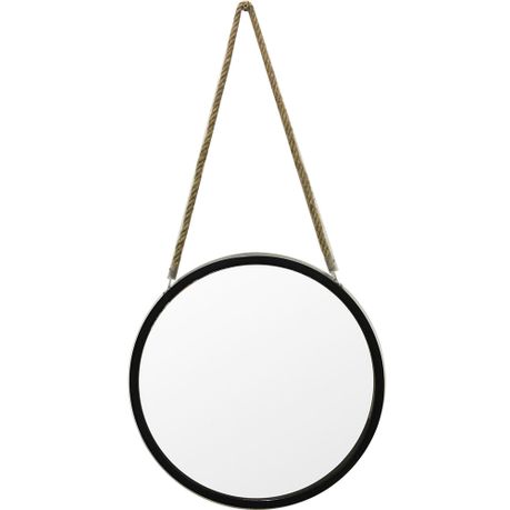 40cm Round Hanging Mirror, Round Mirror With Rope Strap