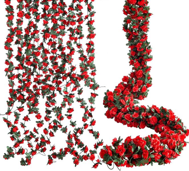5 39ft Red Rose Garland Hanging Backdrop Party Decor