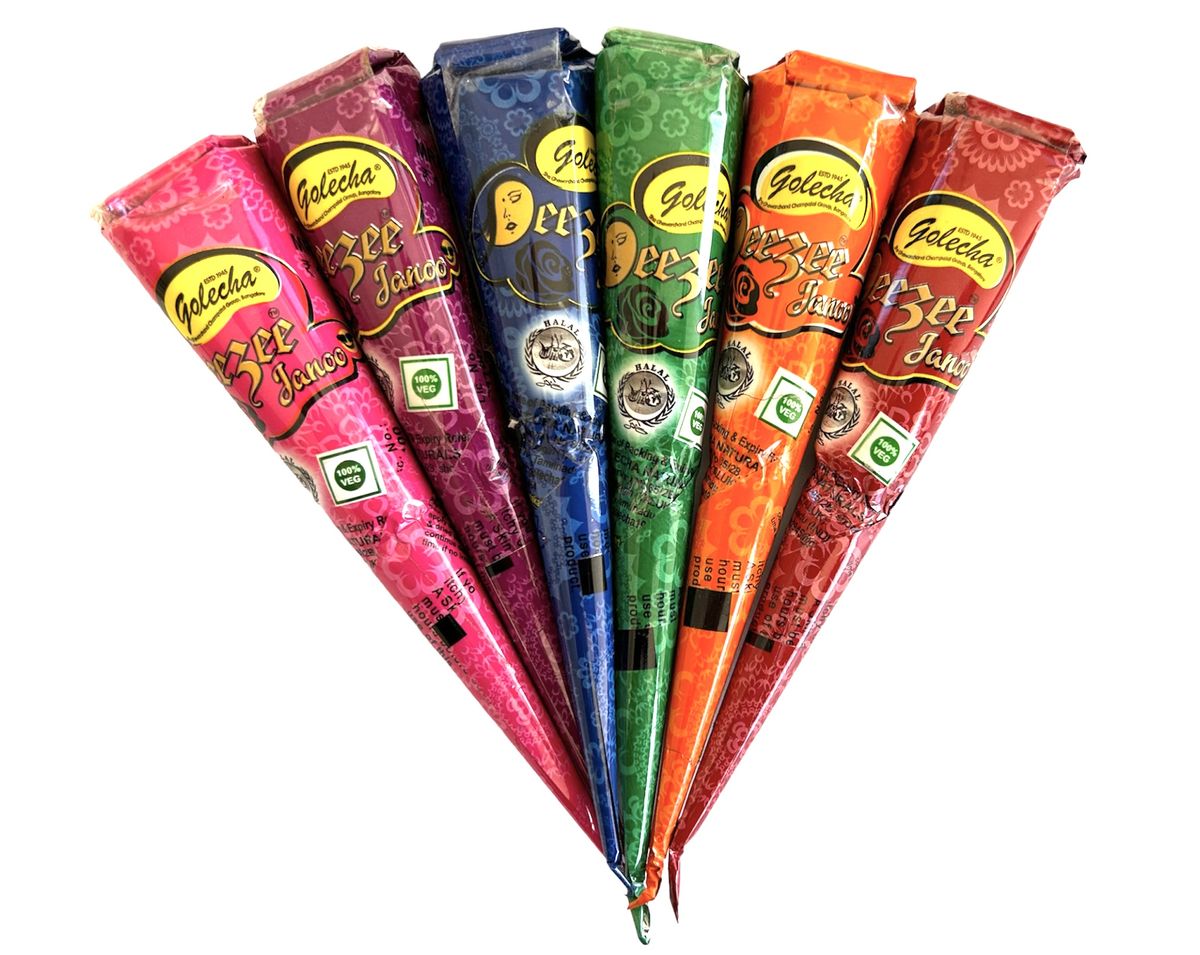 Premium Indian Henna Paste, 6 Colours, 6 Cones. Buy Online in South