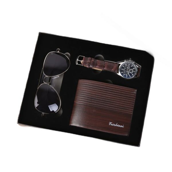 Elegant Mens Bifold Wallet with Watch and Sunglasses Gift Set
