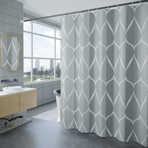 Sulfar Grey Floral Shower Curtain Set 180x180cm