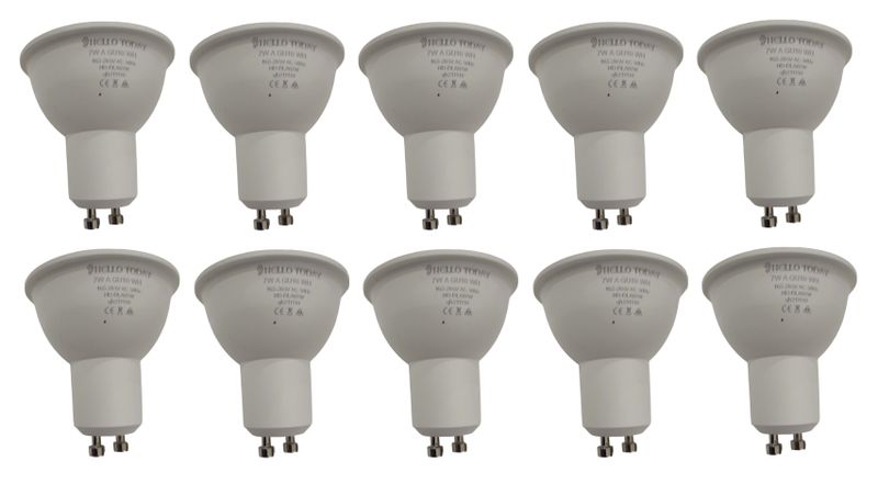 GU10 7W LED Light Bulbs Cool White 6500k - 10 Pack