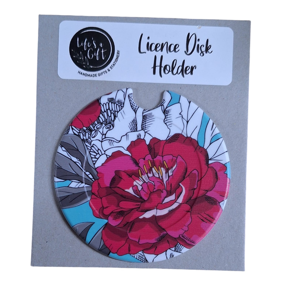 Licence Disk Holder -Outstanding Red Flower With image