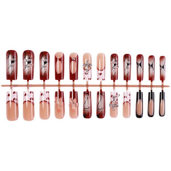 Handmade European and American medium-long tube-shaped press-on nails,