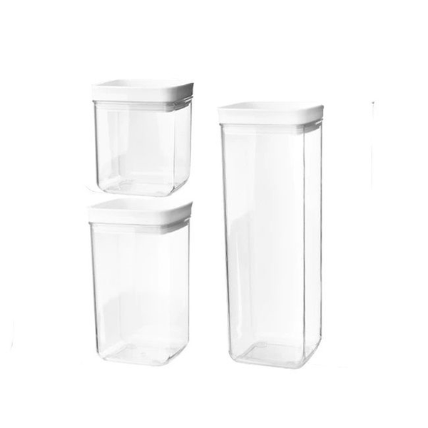 Set Of 3 Pcs Square Shape Stackable Food Storage Container