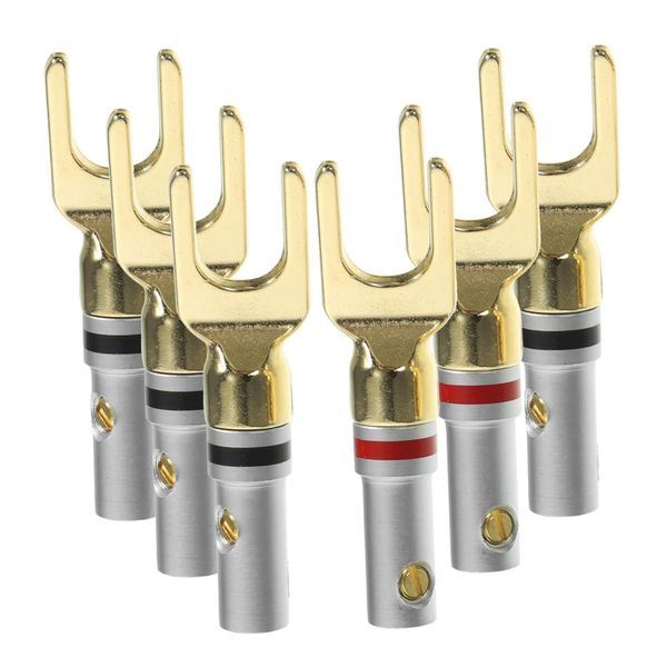 Banana Plug Terminal Connectors 6pcs Speaker Cable Connectors U-Shaped