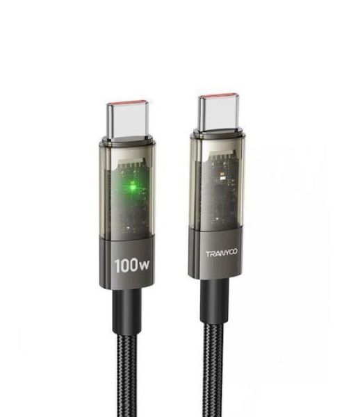 100w Digital Pro Auto Power Off Type-C To Type-C Transparent Data Cable CC1