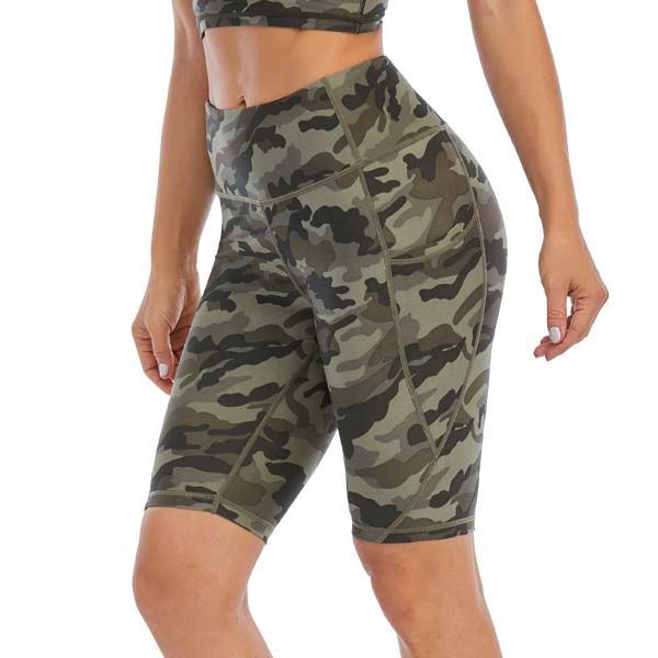 Ladies Army Camo Bike Shorts with Pocket UP53