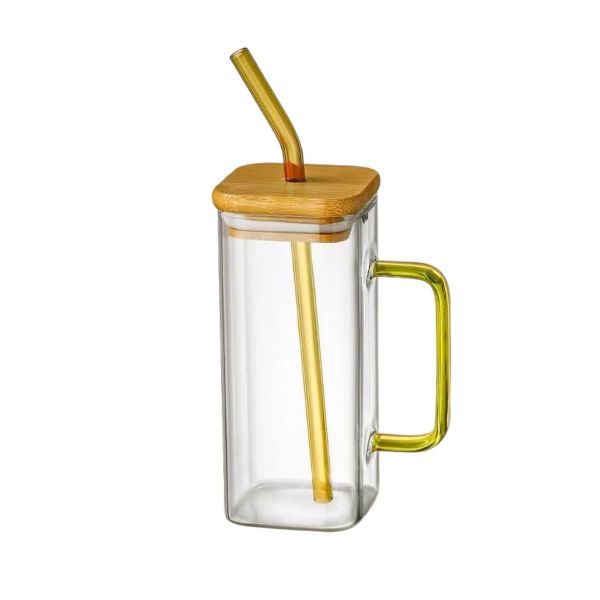 Coffee Glass With Straw And Handle