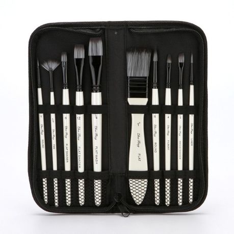 10pcs Premium Nylon Paint Brush Set - Versatile Brushes for All Mediums
