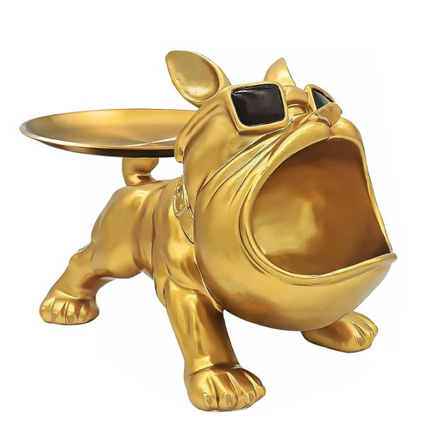 French Bulldog Tray Statue Bulldog Candy Dish Key Holder Bowl
