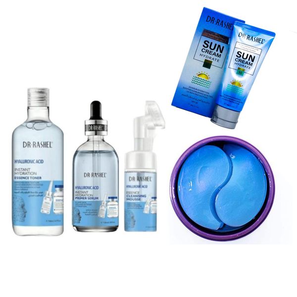 Dr Rashel Hyaluronic Acid Cleansing Mousse Toner Serum Sunscreen &amp;Eye Patch