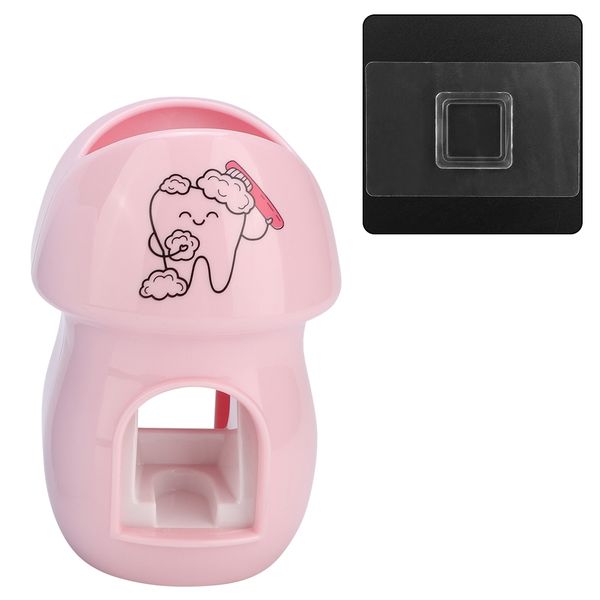 No Drill Wall Mounted Toothpaste Dispenser Pink