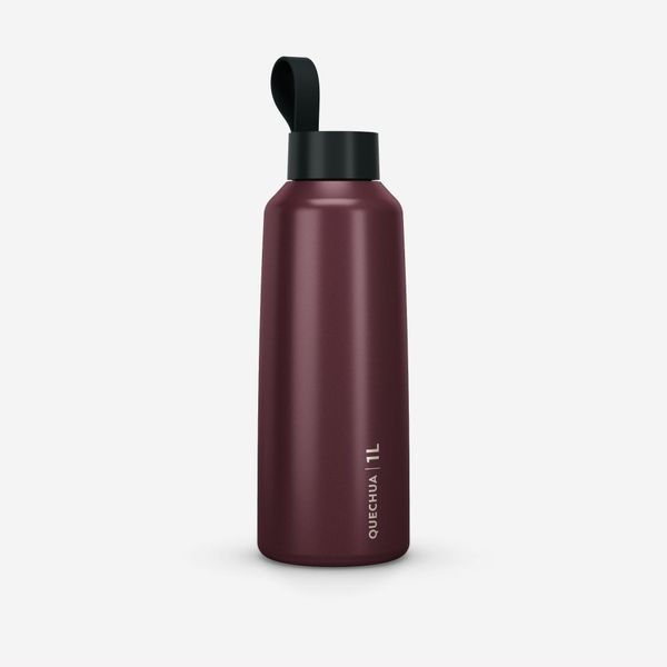 Quechua 1L Stainless Steel Flask 100 With Screw Cap For Hiking - Maroon