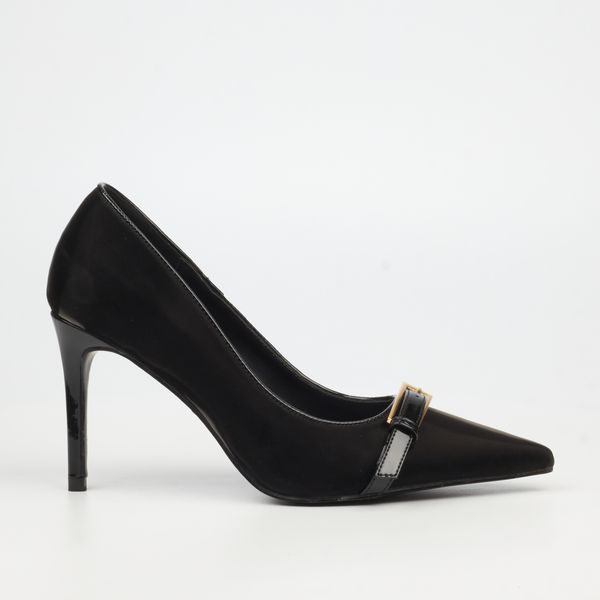 Butterfly Feet Vernice 1 Black Women Satin PU Heel Courts