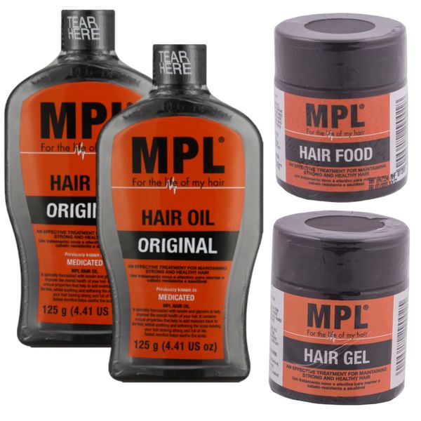 MPL 4 Pack - Hair Growth Oil 2 Pieces - Hair Food 80g - Hair Gel 80g