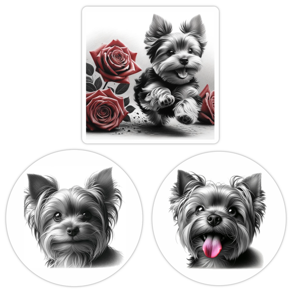 TrendSpire Yorkies Vinyl Stickers (Colour) - Set of 3