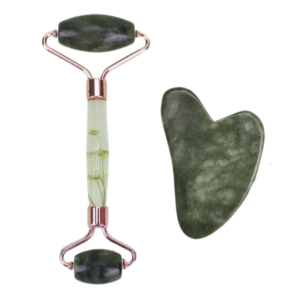 Real Jade Roller &amp; Gua Sha Face Roller, Facial Beauty Roller Skin Care Tool