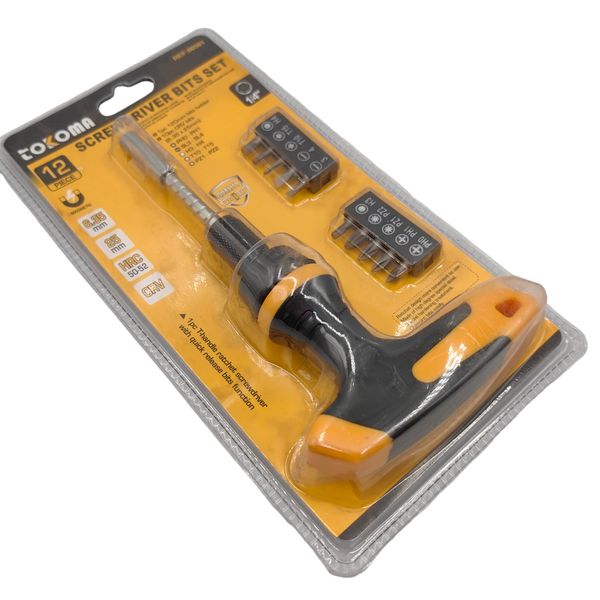 Tokoma 12-Piece Screwdriver Bits Set with T-Handle Ratchet