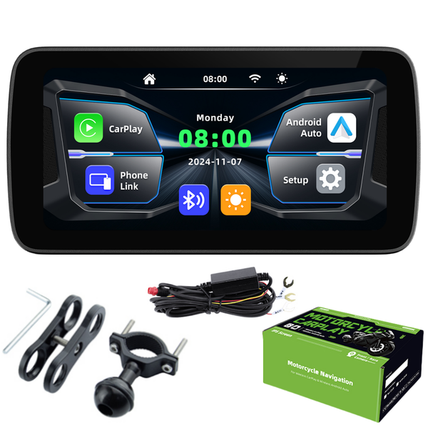 6.25" Motorcycle Dash Cam with Wireless CarPlay - IPS Touchscreen