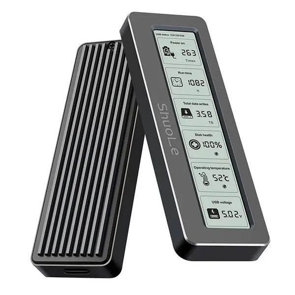 Shuole NVMe and SATA Compatible M.2 drive enclosure with display