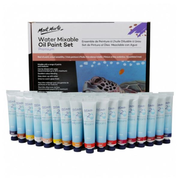 Mont Marte H20 Water Mixable Oil Paint Set - 18ml - 36 Pieces