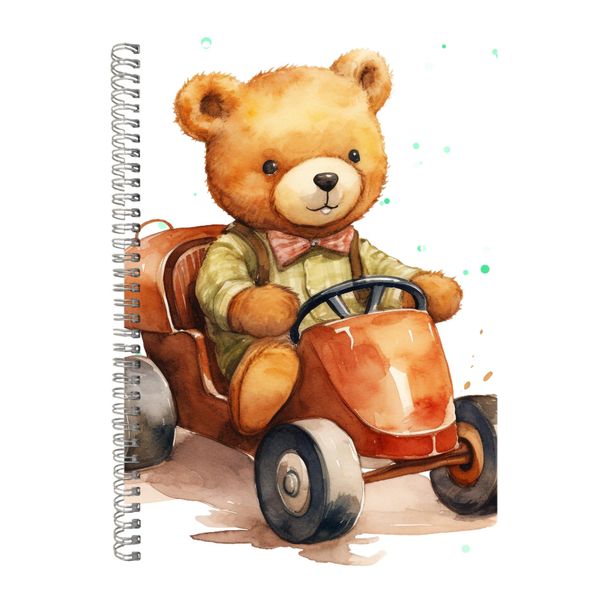 Red Car A4 Notebook Spiral Lined Teddy Bear Lovers Graphic Notepad Gift 189
