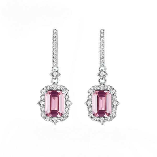 Pink Colier 925 Sterling Silver Drop &amp; Dangle Earrings for Women
