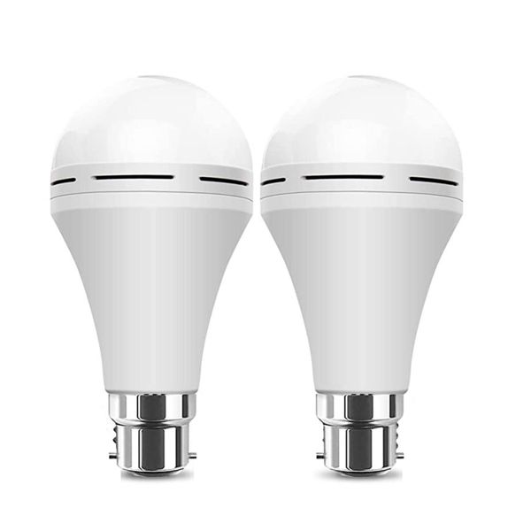 Two Rechargeable Loadshedding Emergency 12W LED Bulbs with Hooks