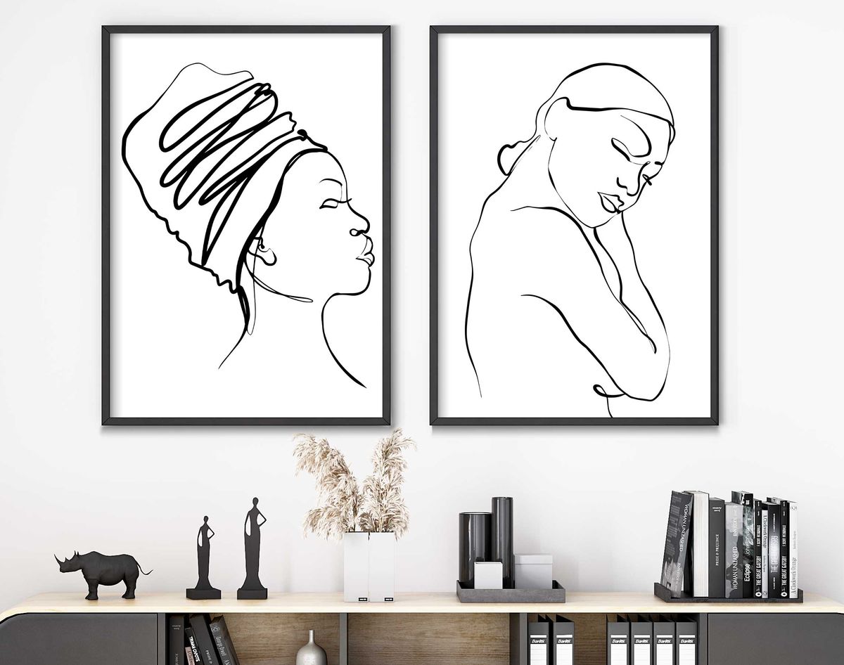 Line Art Woman Set of 2 A3 Prints - Unframed