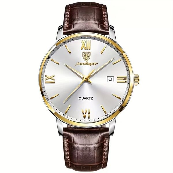 A 'S Watch with a Leather Strap, Luminous, Featuring a Calendar