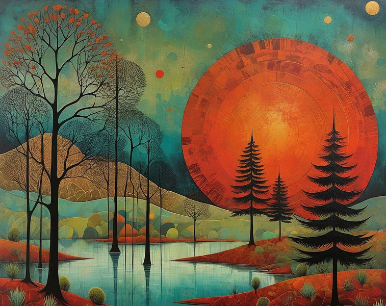 Modern Canvas Wall Art Home Decor - Orange Sun