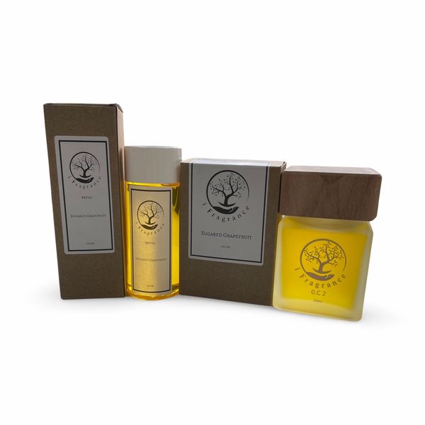 Sugared &amp; Grapefruit 200ml Diffuser Wooden Top &amp; 150ml Refill - Set of 2