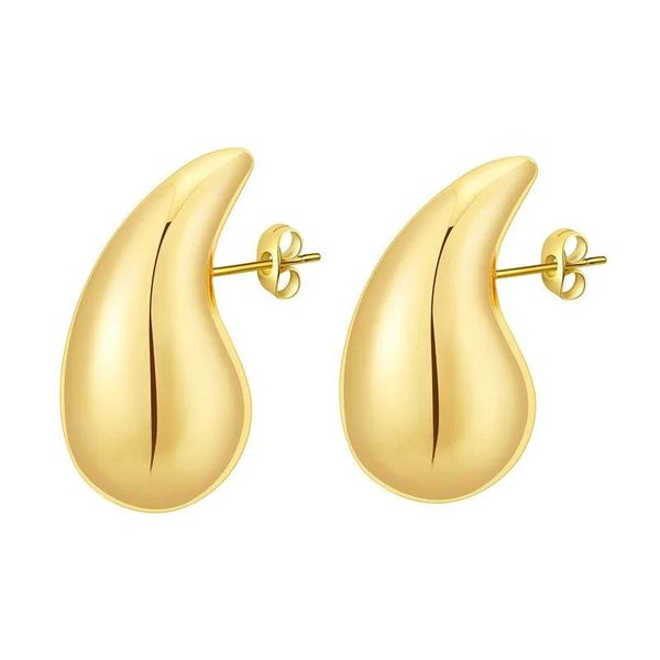 Women Gold Stainless steel Tear Drop Earrings