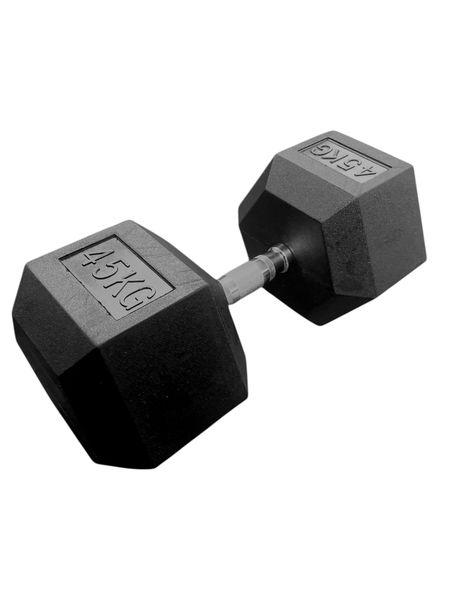 i-Fitness Single 45kg Rubber Hexagon Dumbbell