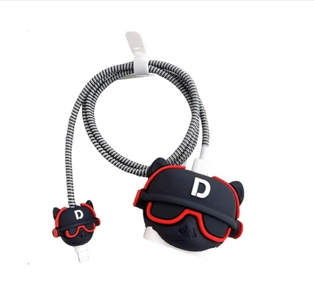Black Hip Hop Bulldog Charger Cover - Compatible with iPhone 11-15